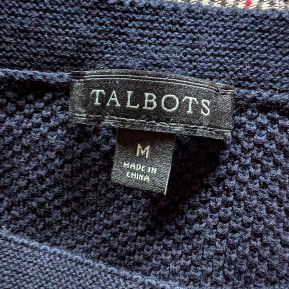 Talbots Navy Blue and Pink Striped Sweater Size Medium - Picture 10 of 12